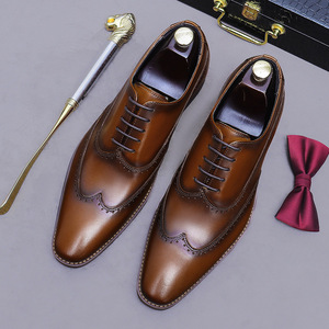 Chaussures Oxford Pebble Grain pour hommes, en cuir texturé, style Derby et Brogue, pour affaires et mariages - Product Image 1