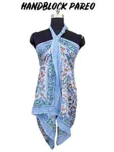 Pareos de playa estampados de algodón bloqueados a mano en varios colores claros personalizados - Product Image 3