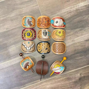 แฮนด์เมดเครื่องมือหนังผม Barrette พร้อมแท่งมือทาสีหนังผม Barrettes หรูหราอุปกรณ์เสริมผมในอัตราขายส่ง - Product Image 3