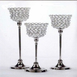 Fancy Gold Color Shiny Pulido Metal Vela Votiva Titular Accesorios de iluminación Hotel Villa Titular de cuentas de cristal decorativo - Product Image 4