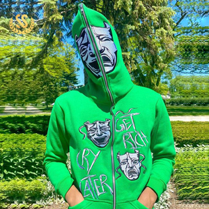2025 haute qualité 100% coton broderie polaire hommes sweat à capuche zippé hiver lourd avec tailles de visage zippées disponibles - Product Image 1