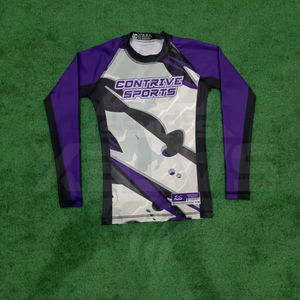 Rashguard de BJJ Personalizado con Tu Propio Logotipo, Impresión por Transferencia de Calor, Transpirable, Antibacteriano, UPF50+, Secado Rápido, para Hombre, MMA, Grappling - Product Image 1