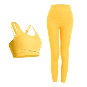 Wholesale Sport Bra Legging <b>Top</b> Gym Tight Sportswear 2 piece sports set Women Fitness Seamless legging bra set - Product Image 2
