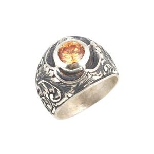 925 Sterling <b>Silver</b> Handcrafted Men's <b>Ring</b> Zircon Stones Pen Design Bezel Setting Geometric Pattern Everyday Wear <b>Plain</b> <b>Ring</b> - Product Image 2