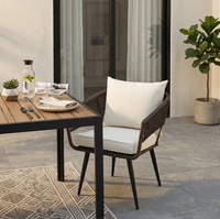 Fauteuil d'extérieur moderne en rotin tressé, chaise d'appoint de jardin avec coussins