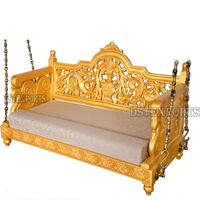 Ensemble de meubles de salon en bois de teck sculpté, style paon, avec balançoire rectangulaire de taille personnalisée, finition dorée, pour intérieur
