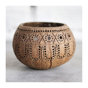Coco Shell Bowls Floor <b>Candle</b> Stands Hand Carved <b>Tealight</b> <b>Candles</b> Decorative Holder Natural Coconut Bowl Holders - Product Image 1