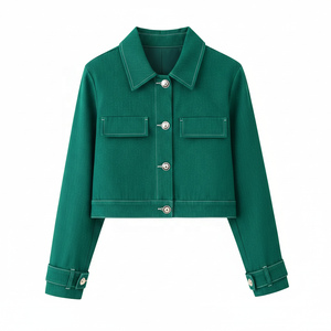 Chaqueta Corta de Mujer para Otoño 2026, Nueva Moda, Transpirable, con Botones y Costuras en Contraste de Color, Manga Larga - Product Image 4