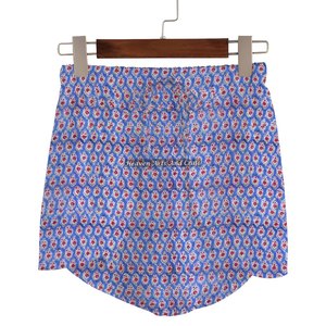 Pantalones Cortos de Algodón de Lujo con Estampado a Mano, Cintura Elástica con Cordón, Ropa Casual de Verano para Mujer, Ideal para Vacaciones en la Playa - Product Image 4