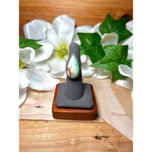 Scott Skeets Natural Australian Variscite & Sterling <b>Silver</b> <b>Statement</b> <b>Ring</b> Size 5.75 Everyday Wear Opal <b>Ring</b> with Setting Inlay - Product Image 1