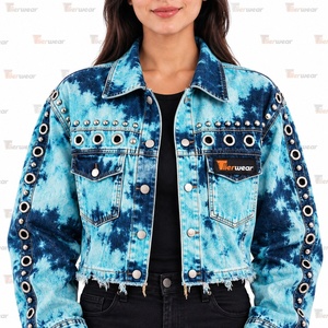 Custom <b>Women's</b> Denim <b>Jackets</b> Wholesale Premium Cotton <b>Jean</b> <b>Jacket</b> Oversized <b>Cropped</b> Casual Fashion Coat Vintage Washed Denim - Product Image 6