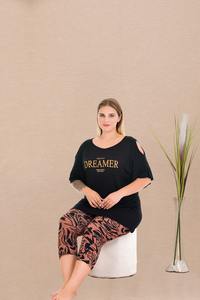 Ensemble de pyjama capri en viscose pour femmes grandes tailles, tissu doux, manches courtes, été, confortable, vêtements de détente de grande taille - Product Image 5