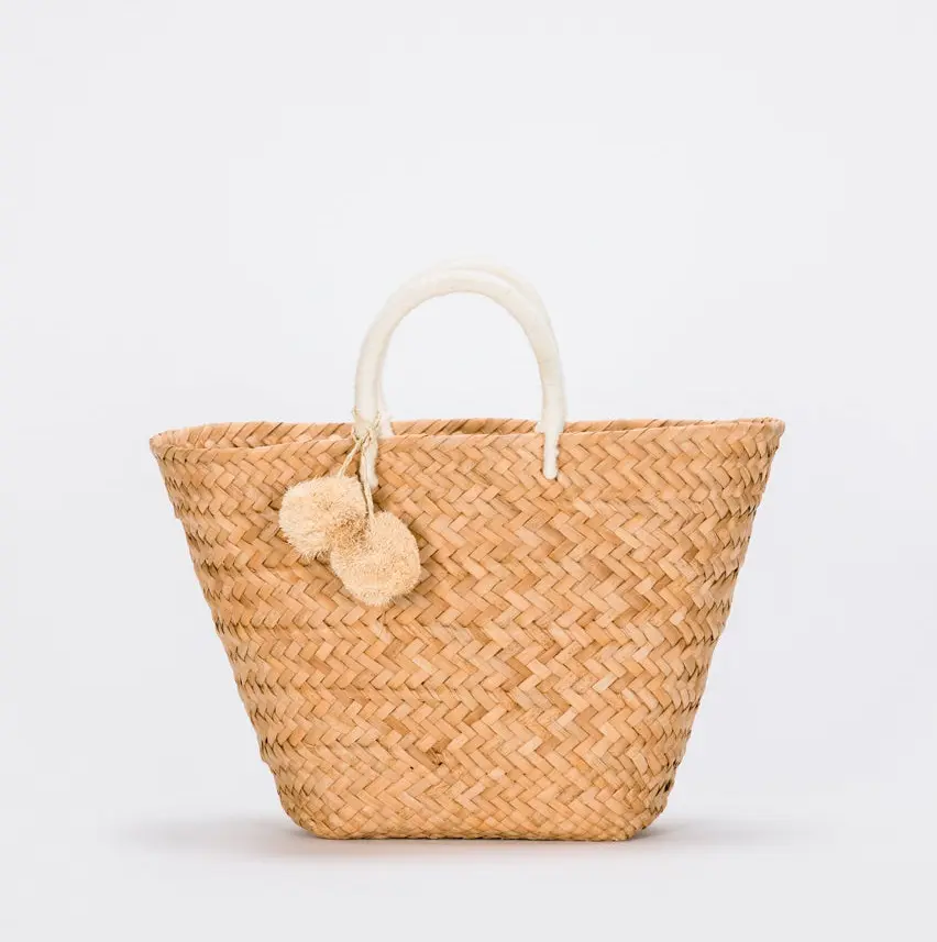 Bolso al por mayor barato Hobo Mini Tote Natural hecho a mano para mujer mango redondo Vietnam playa verano paja compras bandolera