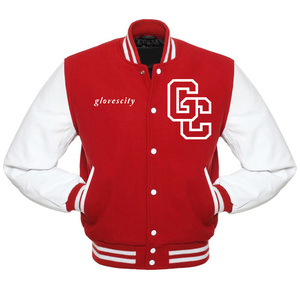 Guantes ciudad venta al por mayor caliente Letterman hombre Varsity chaqueta con cuerpo de lana y mangas de cuero acolchado forro chaquetas para hombre - Product Image 2