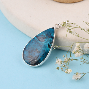 Piedra preciosa natural con forma de pera Shattuckite Plata de Ley 925 con colgante Chapado en plata Colgante de moda para mujeres y hombres. - Product Image 2