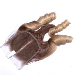 Cabello fino ondulado de bebé de la más alta calidad, color personalizado de cabello humano real con cierre y paquete al por mayor - Product Image 2