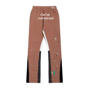 Pantalon de survêtement évasé décontracté pour hommes, baggy à rayures droites, jambe large, séchage rapide, respirant, polyester/coton, avec logo personnalisé - Product Image 6