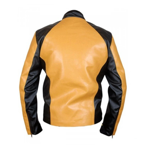 Men's Yellow/Black Winter Motorcycle <b>Jacket</b> CE Protected Armoured <b>Biker</b> Racing Leather <b>Plus</b> <b>Size</b> Printed Technique Lambskin - Product Image 3