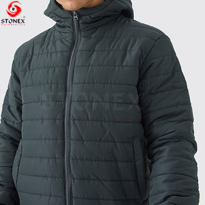 Veste matelassée d'hiver de créateur pour hommes Manteau matelassé imperméable à bulles en nylon denim personnalisé pour l'extérieur - Product Image 4