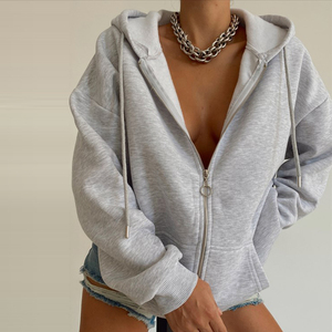 Venta al por mayor Fleece Zip up Hoodies Mujeres Custom Long Oversize de manga larga Mujeres Sweatsuit - Product Image 3