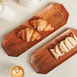 Plateau de service en bois de manguier de meilleure conception Plateau en bois doré et brun - Product Image 1