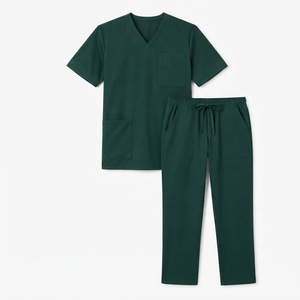 Unisex Medical Scrub <b>Set</b> V Neck Hospital Uniform Short Sleeve Nurse <b>Doctor</b> Workwear Polyester Blend - Product Image 2