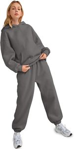 Qualité supérieure femmes hiver Streetwear survêtement pleine longueur motif solide grande taille deux pièces tenue course Jogging décontracté - Product Image 2