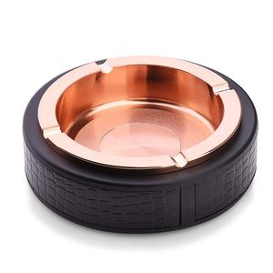 Solid Metal & Lather <b>Ashtray</b> with Table Ware Home Office Smoking Accessories Creative Customizable Living Room Trendy <b>Ashtray</b> - Product Image 1