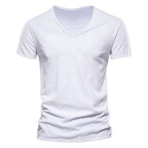 Nueva camiseta de marca de moda para hombre con cuello en V Color sólido Tops de verano Ropa de calle Top Camiseta de manga corta para hombres - Product Image 2