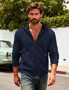 Sudaderas con capucha informales de invierno para hombre, Color sólido, 100% algodón, forro polar, ajuste Regular, secado rápido y transpirable, alta calidad - Product Image 2