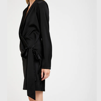 Nouvelle robe de soirée élégante pour femmes, mini-robe, col asymétrique, fermeture à nouer, fermetures éclair tissées, satin mat de haute qualité, logo personnalisé OEM