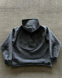 Hoodie court unisexe de haute qualité 100% coton lourd avec broderie 3D, couleurs personnalisées, streetwear, hiver, taille standard - Product Image 4