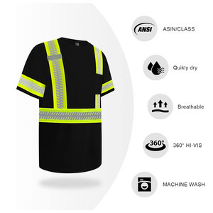 T-shirt respirant réfléchissant haute visibilité Chemise de sécurité à manches courtes en polyester pour la construction d'entrepôts de travail-Classe 3 - Product Image 5