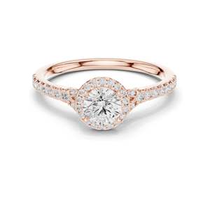 Bague de fiançailles halo avec diamant de laboratoire rond brillant de 1,124 carats, clarté VVS-VS EF, or 18 carats, 14 carats, 10 carats et argent 925, moissanite - Product Image 3