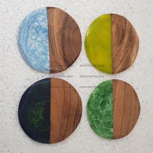 Moderne meilleure vente 2024 bois résine meilleurs sous-verres boissons en bois époxy meilleur sous-verre maison cuisine décoration pierre sous-verres - Product Image 4