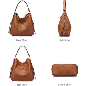 Bolso Tote de Cuero Personalizado para <span class=keywords><strong>Mujer</strong></span>, Gran Capacidad, Estilo Vintage, Bolso de Hombro, Bolsos Hobo de Cuero PU para <span class=keywords><strong>Mujer</strong></span> - Product Image 3