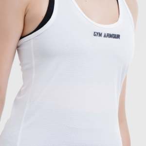 เสื้อกล้ามระบายอากาศสำหรับนักกีฬา สีขาว ผ้าถัก - Product Image 5