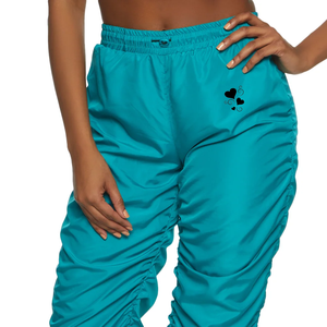 กางเกงขายาวทรงตรงผ้าซาตินถักคุณภาพสูงสำหรับผู้หญิง ฤดูใบไม้ร่วง รับสกรีนโลโก้ แห้งเร็ว ระบายอากาศดี มีเชือกผูกเอว สำหรับสาวๆ - Product Image 4