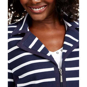 Giacca Sportiva a Righe in Spugna Francese Blu Extra Large per Donna Karen Scott, Traspirante per la Stagione Primaverile - Product Image 3