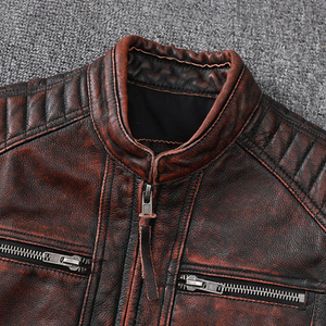 Chaqueta de Invierno para Hombre al por Mayor, Chaqueta de Cuero de Motociclista de Alta Calidad, Chaqueta de Cuero Vacuno Genuino para Hombre - Product Image 5