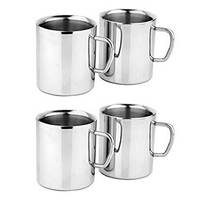 Ensemble de tasses à café classiques à double paroi en acier inoxydable écologique de haute qualité avec logo personnalisable 4 Travel ABK IMPEX