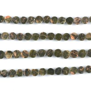 Cuentas sueltas con forma de moneda lisa de unakita verde Natural con acabado liso de grado superior para collar y pulsera hechos a mano, artesanía de la India - Product Image 3
