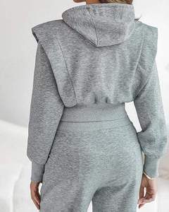 Ensemble de survêtement élégant pour le sport et les tenues décontractées, pour femmes, 2 pièces, sweat à capuche à manches longues et pantalon de survêtement à jambes larges - Product Image 4