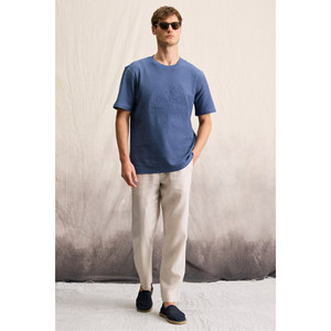T-shirt à manches courtes col rond pour homme GRIMELANGE NELIDO, coupe classique, 100% coton biologique, détails brodés - Product Image 5