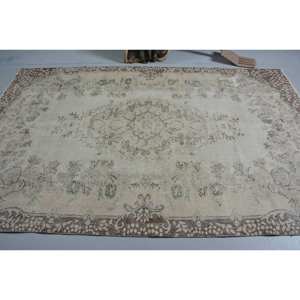 Alfombra turca Vintage de 5,7x9 pies, marrón, Beige, tejido plano, diseño de retazos de lana, área grande para decoraciones de sala de estar, incluye látex - Product Image 3