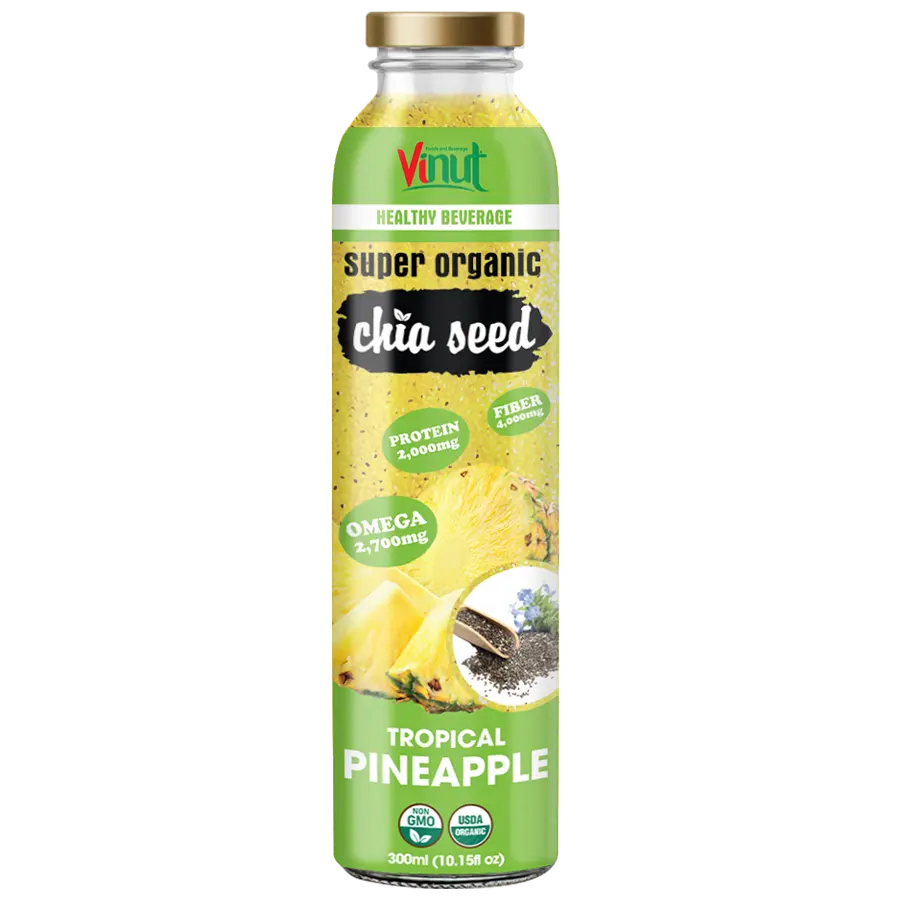 300Ml Glazen Fles Vinut Chia Zaad Drinken Met Tropische Ananas Fabrikant Directory Super Voedsel