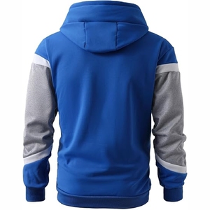 Sweat-shirt à capuche gris et bleu marine, style color block moderne, décontracté pour tous les jours, streetwear pour hommes - Product Image 2
