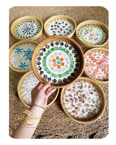 VietChoice plateau en rotin haut mosaïque artisanat plats et assiettes écologiques prix de gros OEM ODM du Vietnam - Product Image 5