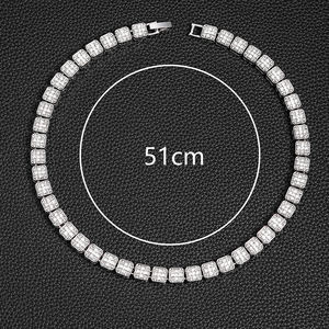 Collar de cadena de tenis de Plata de Ley 925 estilo Hip Hop helado con moissanita diamante princesa plata brillante Bling plateado - Product Image 5