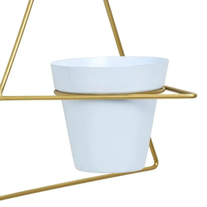 Set of 3 Gold Wall Hanging Metal <b>Plant</b> <b>Stand</b> with White Pot Herb Garden Containers for Outdoor Decoration Kitchen & Living Room - Product Image 2